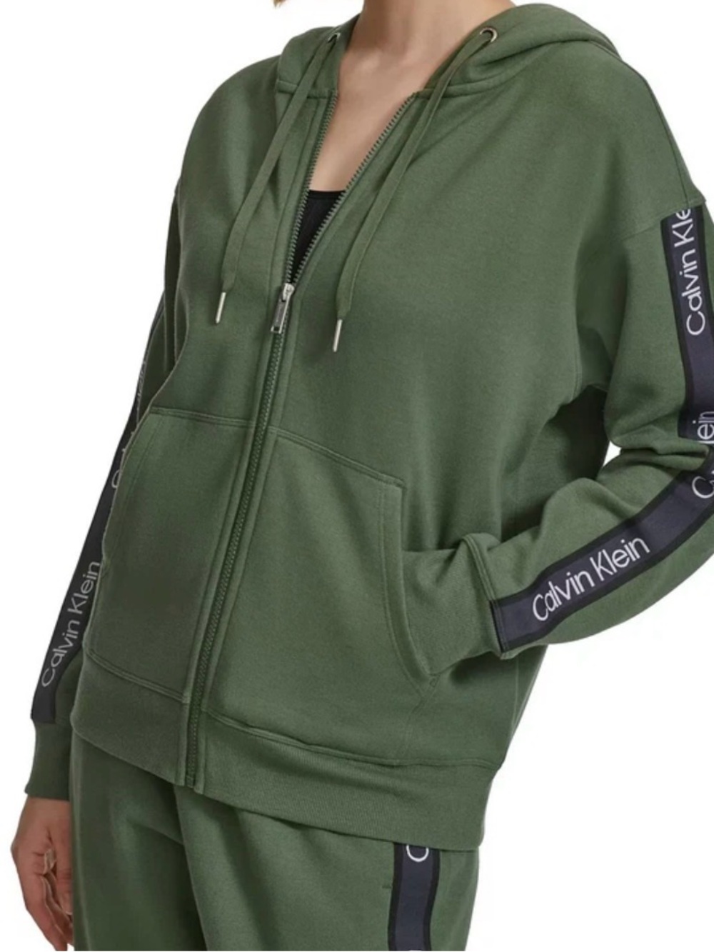 Calvin Klein Women's Performance Full-zip Hoodie And Sweatpants Green XXL